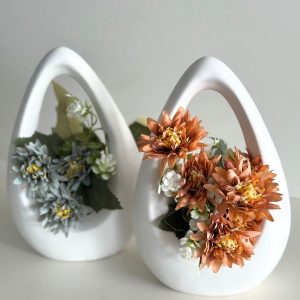 Cesto de Flores de Cerámica